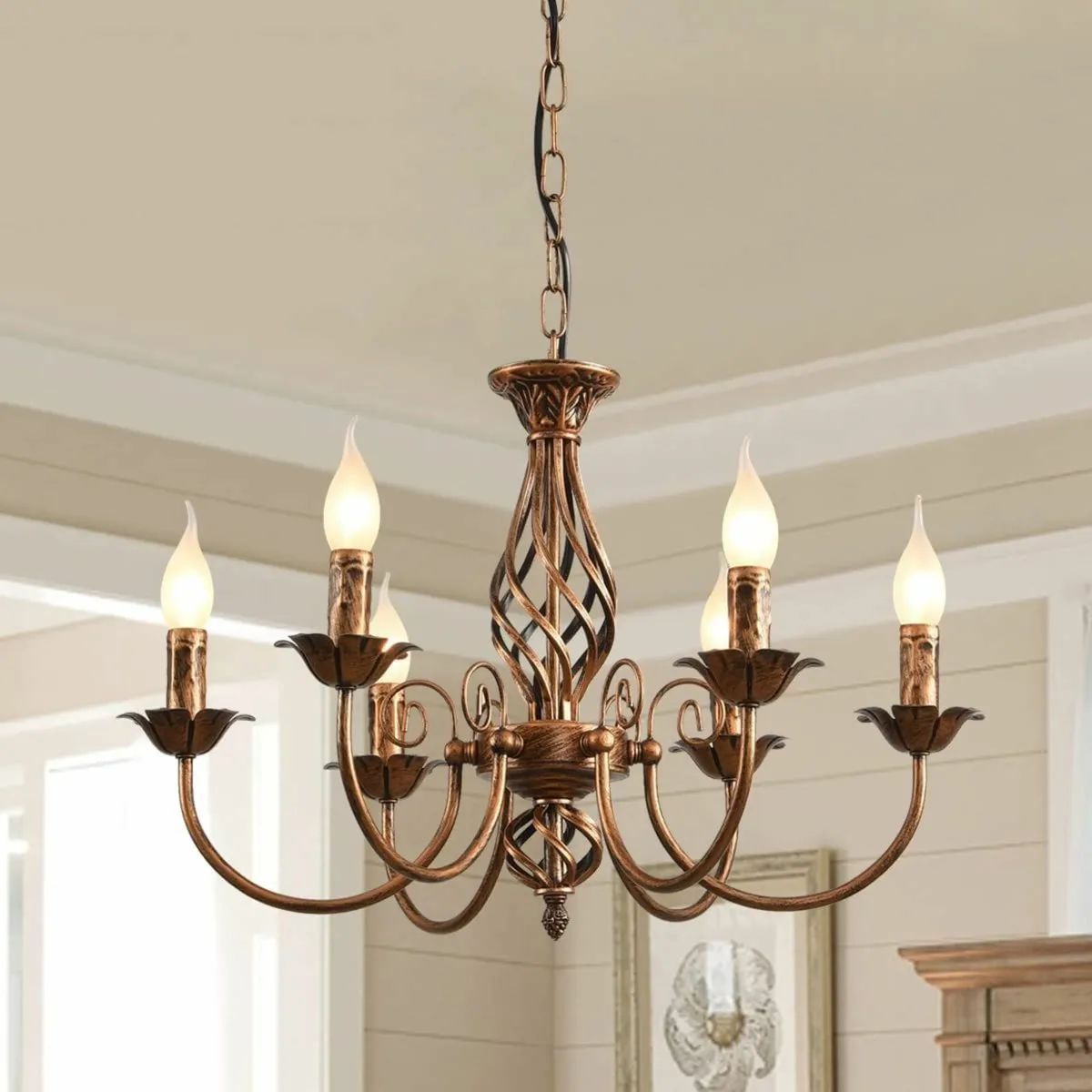 Traditional Country Style Chandelier Bronze Vintag - Image 1