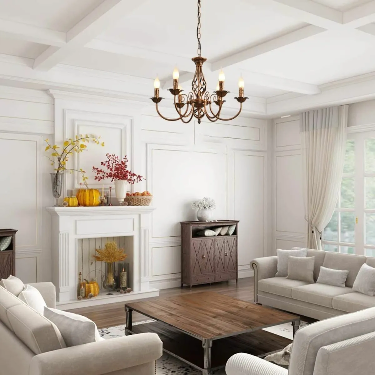 Traditional Country Style Chandelier Bronze Vintag - Image 2
