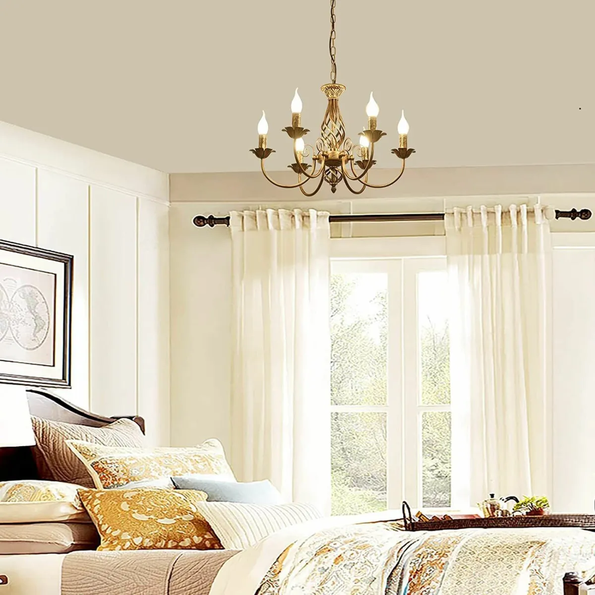 Traditional Country Style Chandelier Bronze Vintag - Image 3