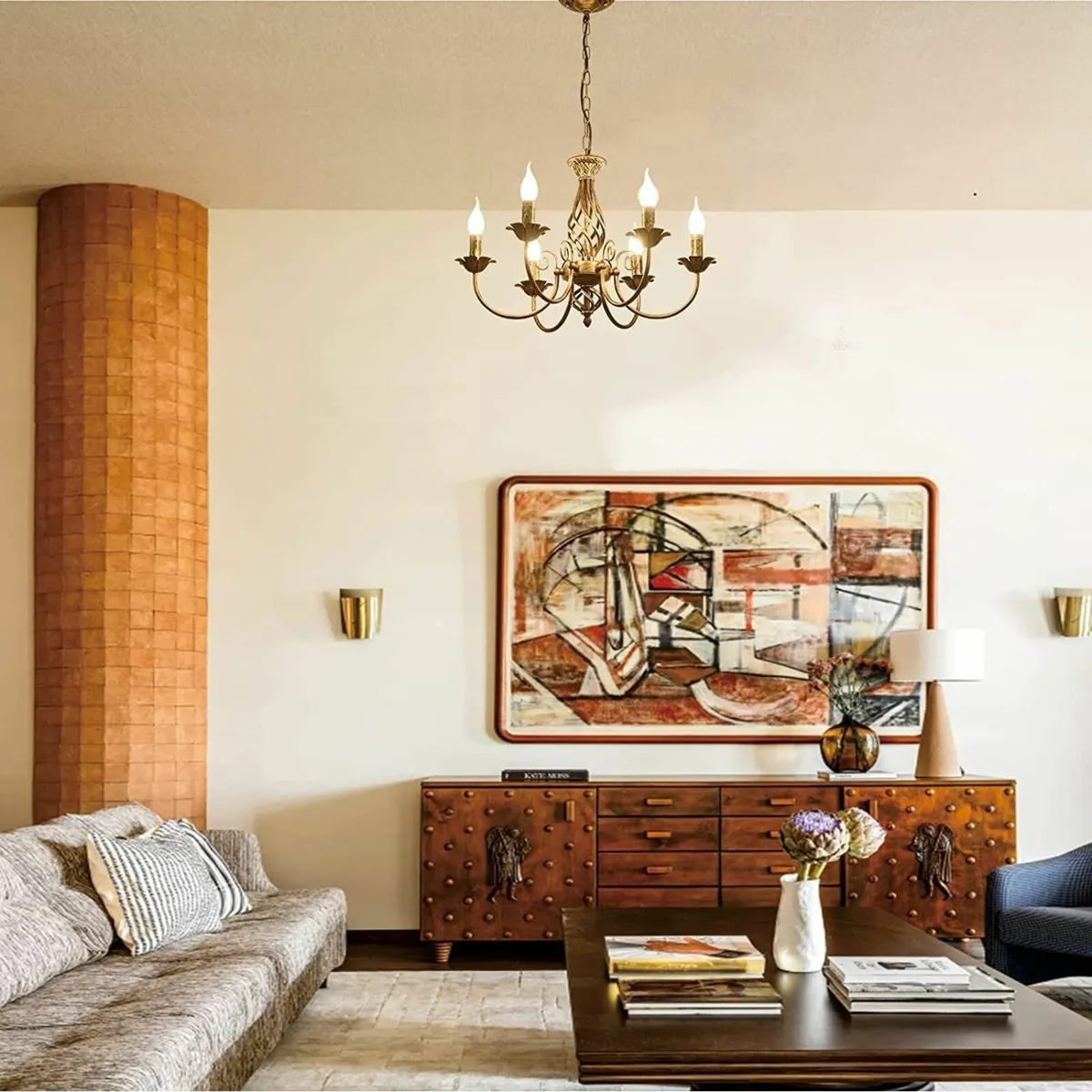 Traditional Country Style Chandelier Bronze Vintag - Image 4