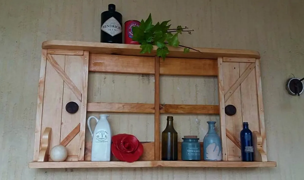 Rustic floating window shutter shelf / display - Image 2