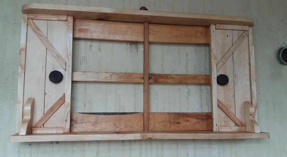 Rustic floating window shutter shelf / display - Image 3