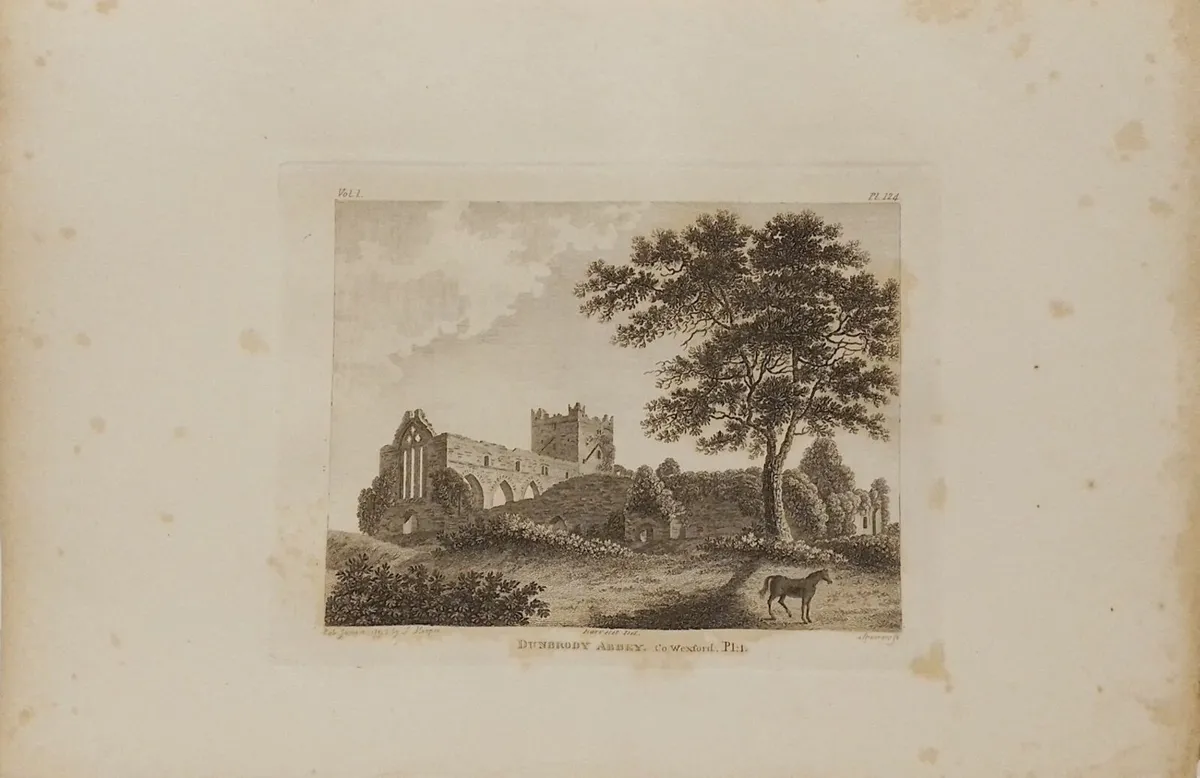 Pair 1792 Antique Prints Dunbrody Abbey - Image 3