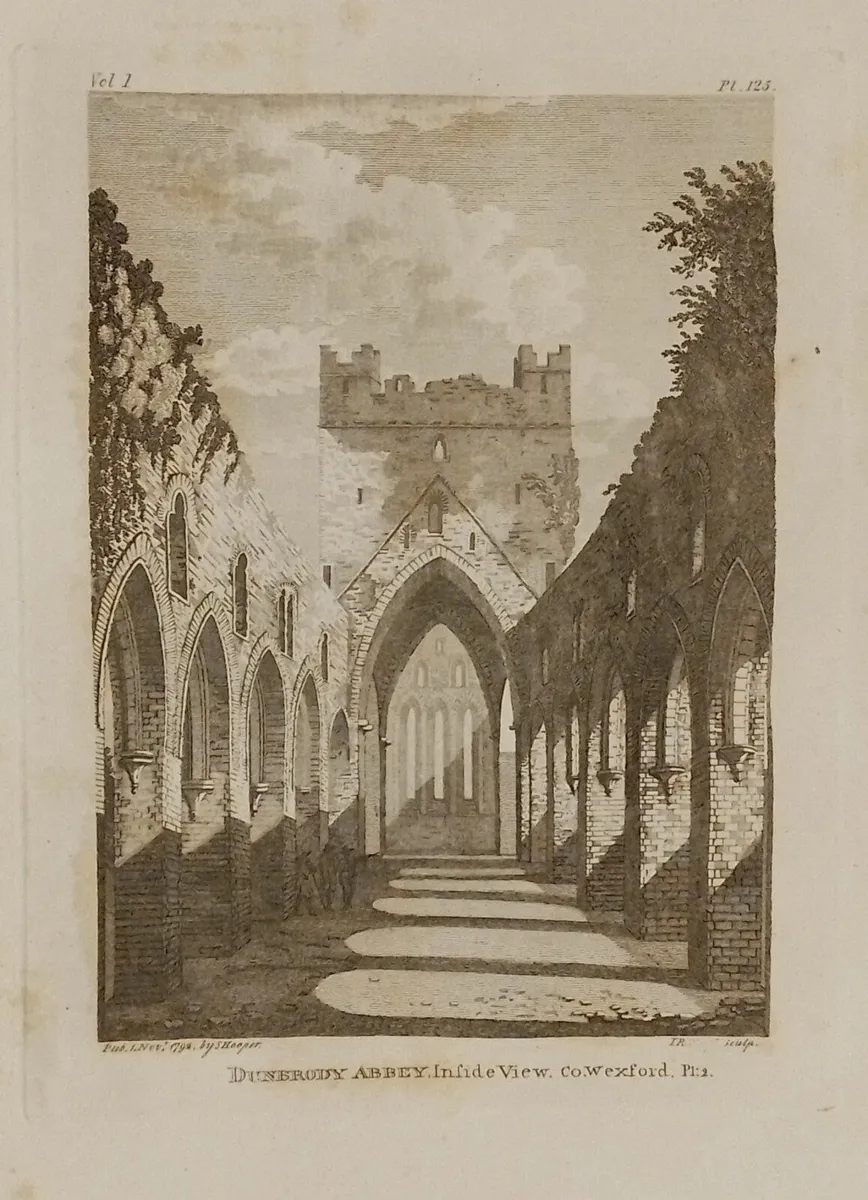 Pair 1792 Antique Prints Dunbrody Abbey - Image 1