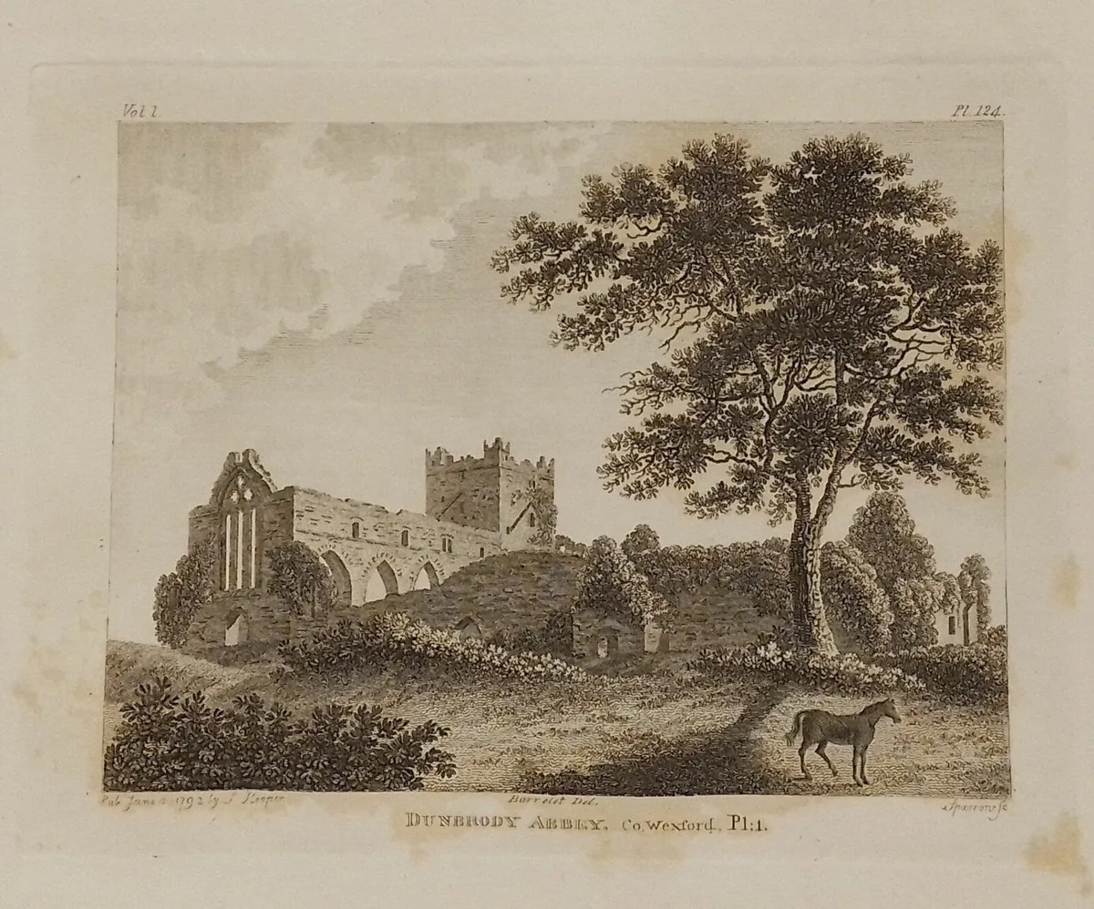 Pair 1792 Antique Prints Dunbrody Abbey - Image 4