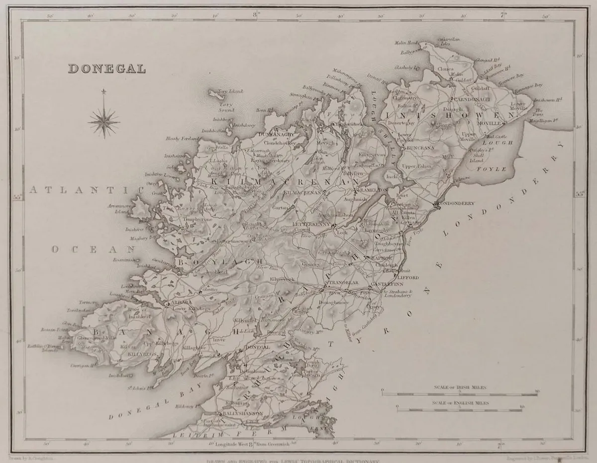 Donegal 1837 Antique Map Including Baronies - Image 1