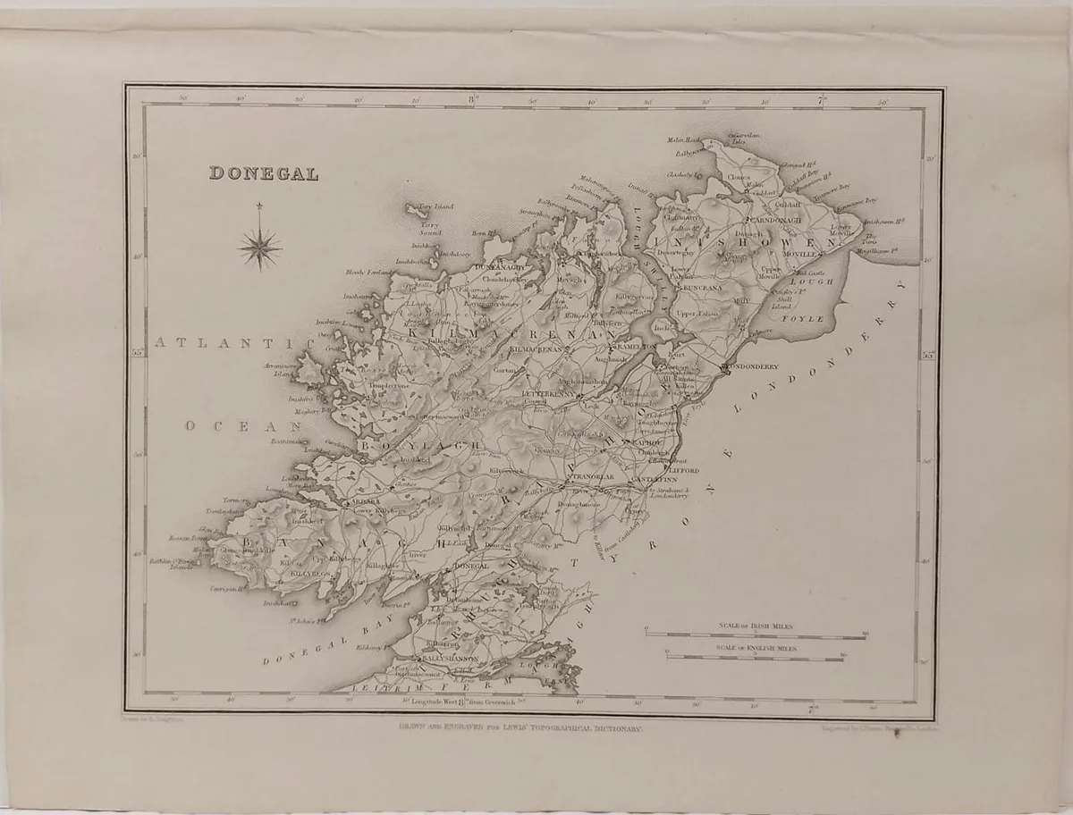 Donegal 1837 Antique Map Including Baronies - Image 2