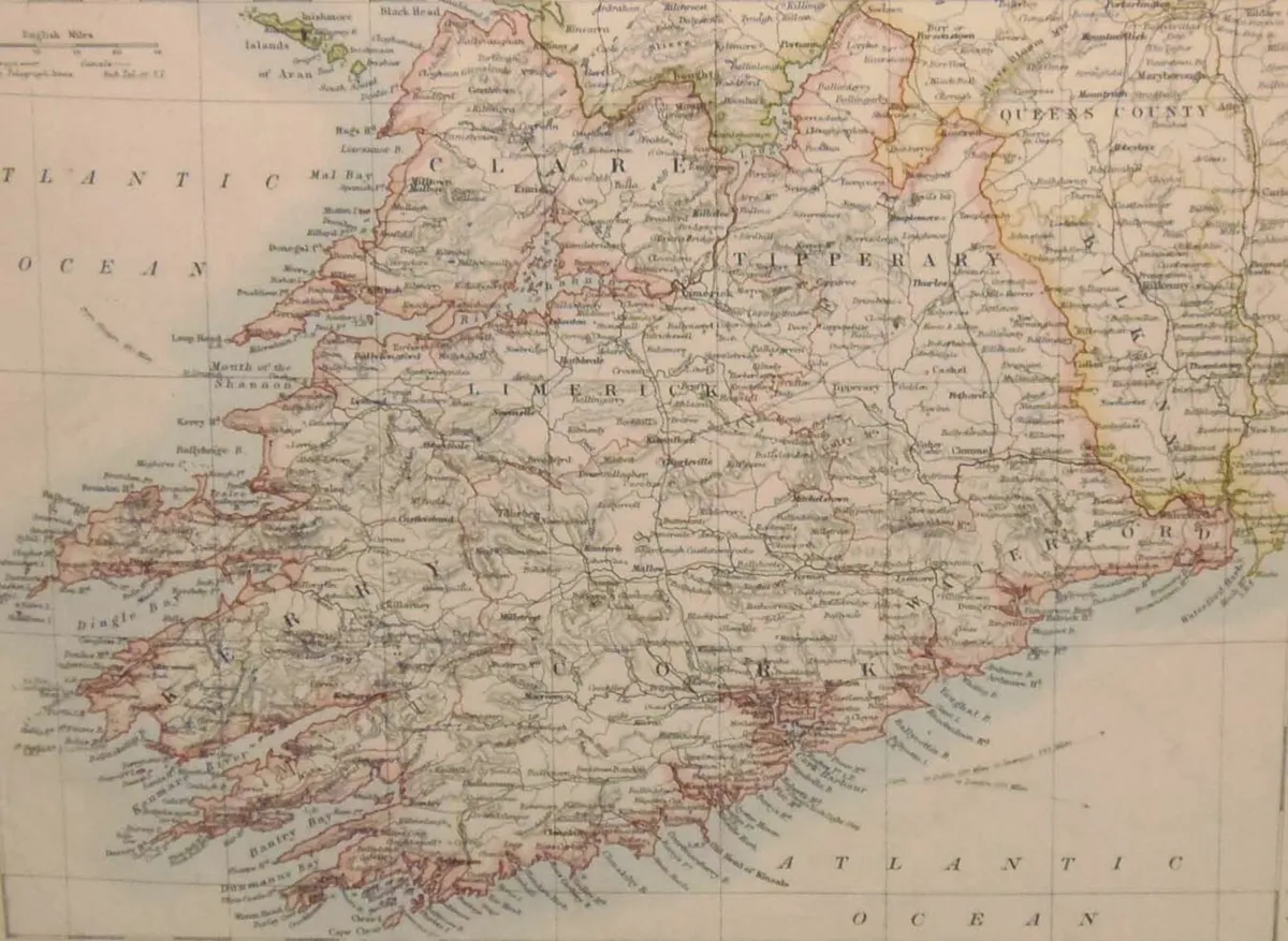 Pair Antique Maps Ireland 1905 Framed - Image 2