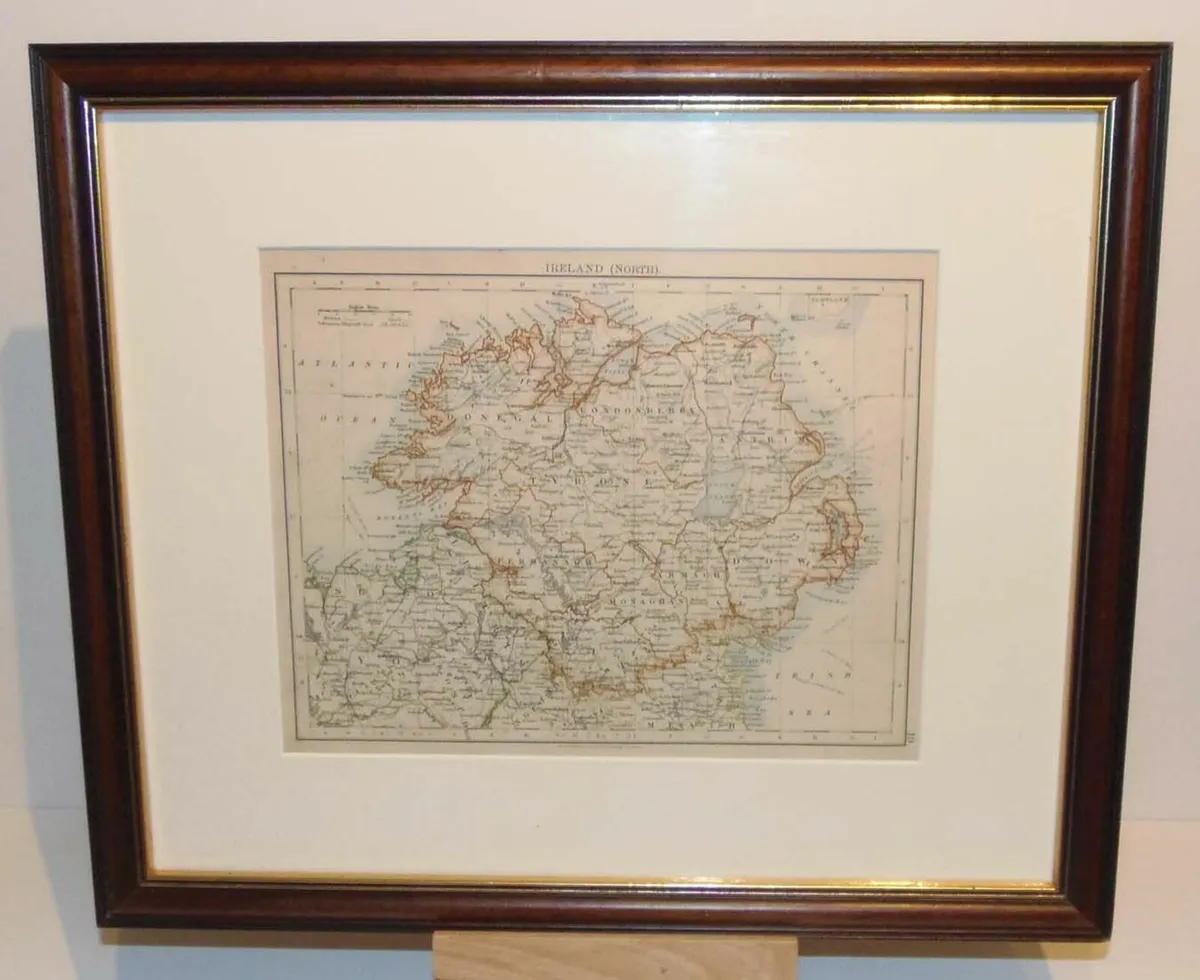 Pair Antique Maps Ireland 1905 Framed - Image 3