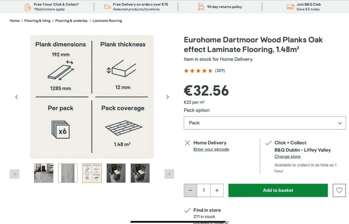 Laminate Flooring Eurohome Dartmoor Planks Oak - Image 1
