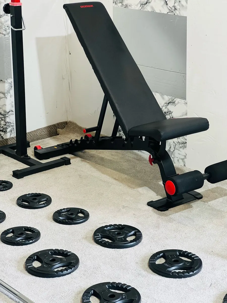 CAST IRON TRI-GRIP WEIGHTS RACK BENCH BAR DUMBLS - Image 3