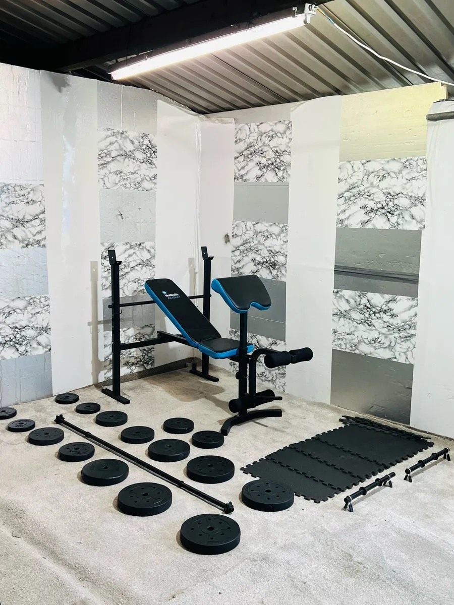MENS HEALT ACTIVE WEIGHT BENCH 50kg WEIGHTS BARS - Image 1