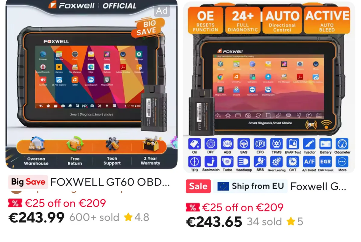 Foxwell GT60 OBD2 diagnostic scanner NEW - Image 4
