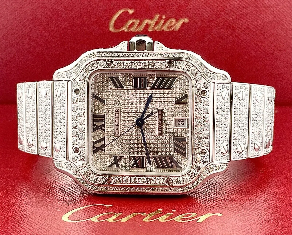 Cartier Santos  40mm Men's 12ct Diamonds Re 4072 - Image 1