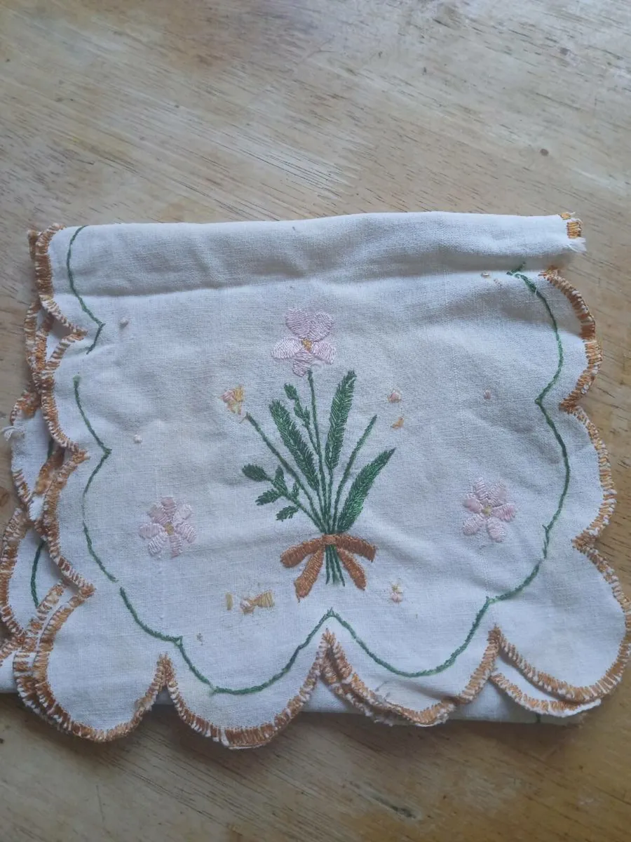 Vintage Embroidered Linen Runner - Image 1