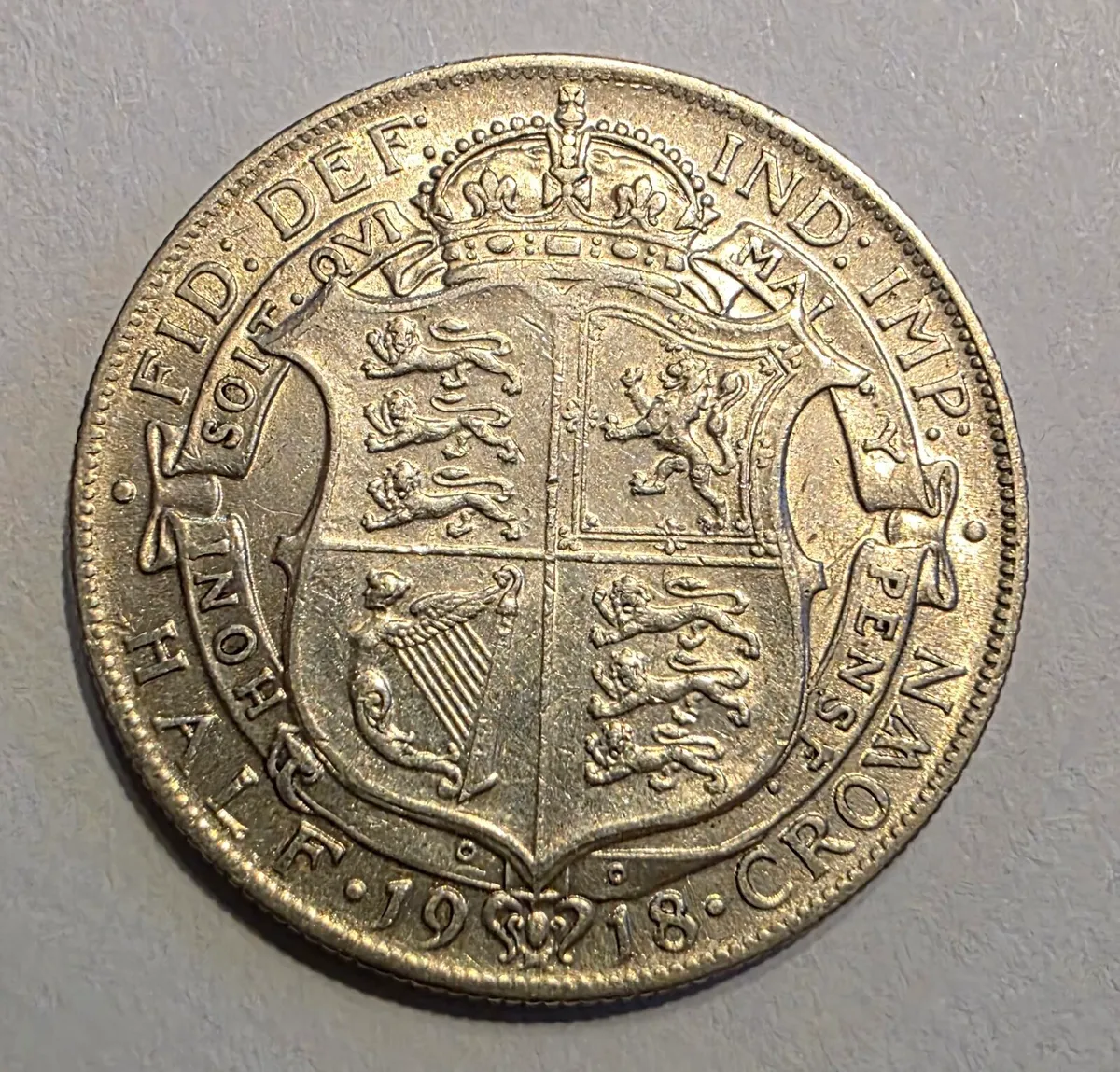 1918 british silver half crown - Image 2