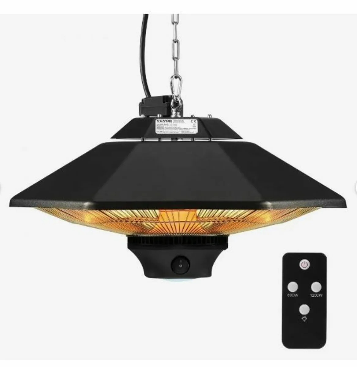 Hanging Patio Heater, 2000W Remote Control - Image 1