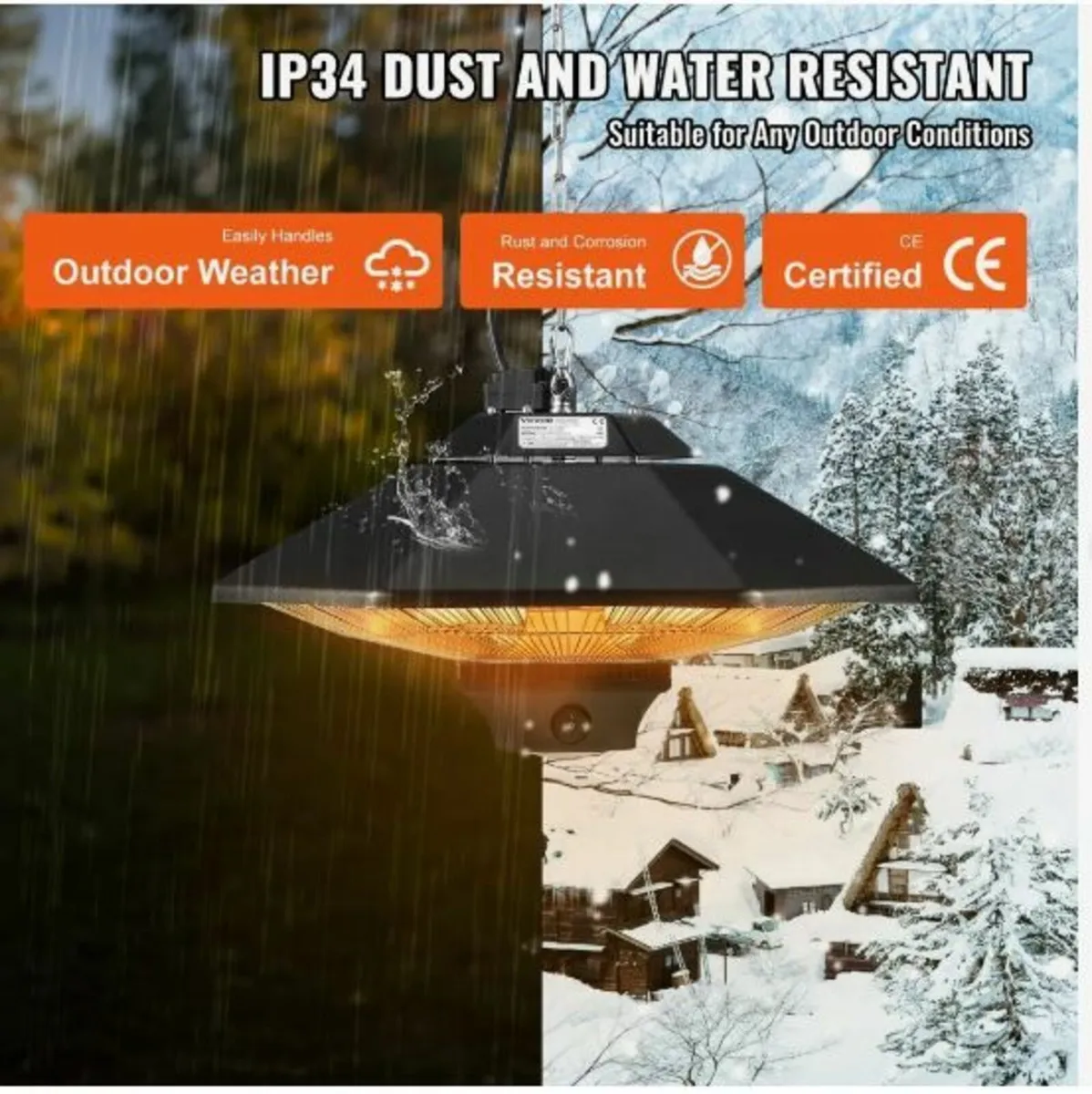 Hanging Patio Heater, 2000W Remote Control - Image 3