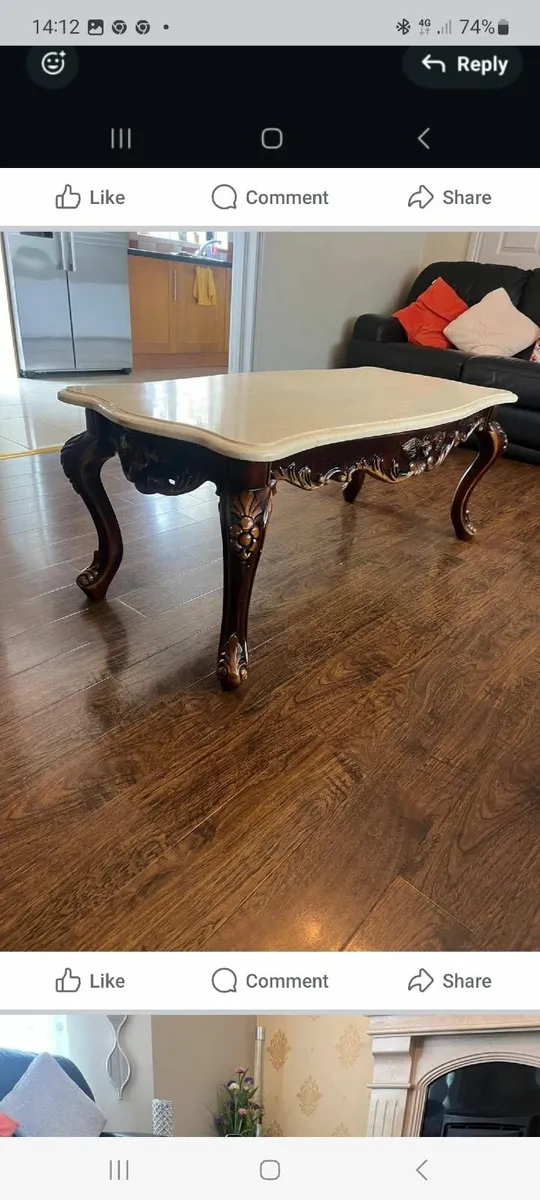 COFFEE TABLE:MAHONY SOLID WOOD COFFEE TABLE - Image 1