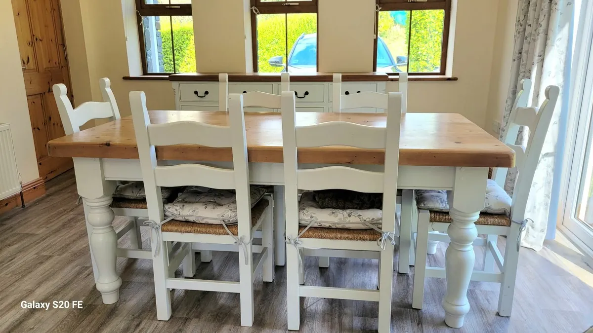 Solid re-claimed pine table and sideboard - Image 1