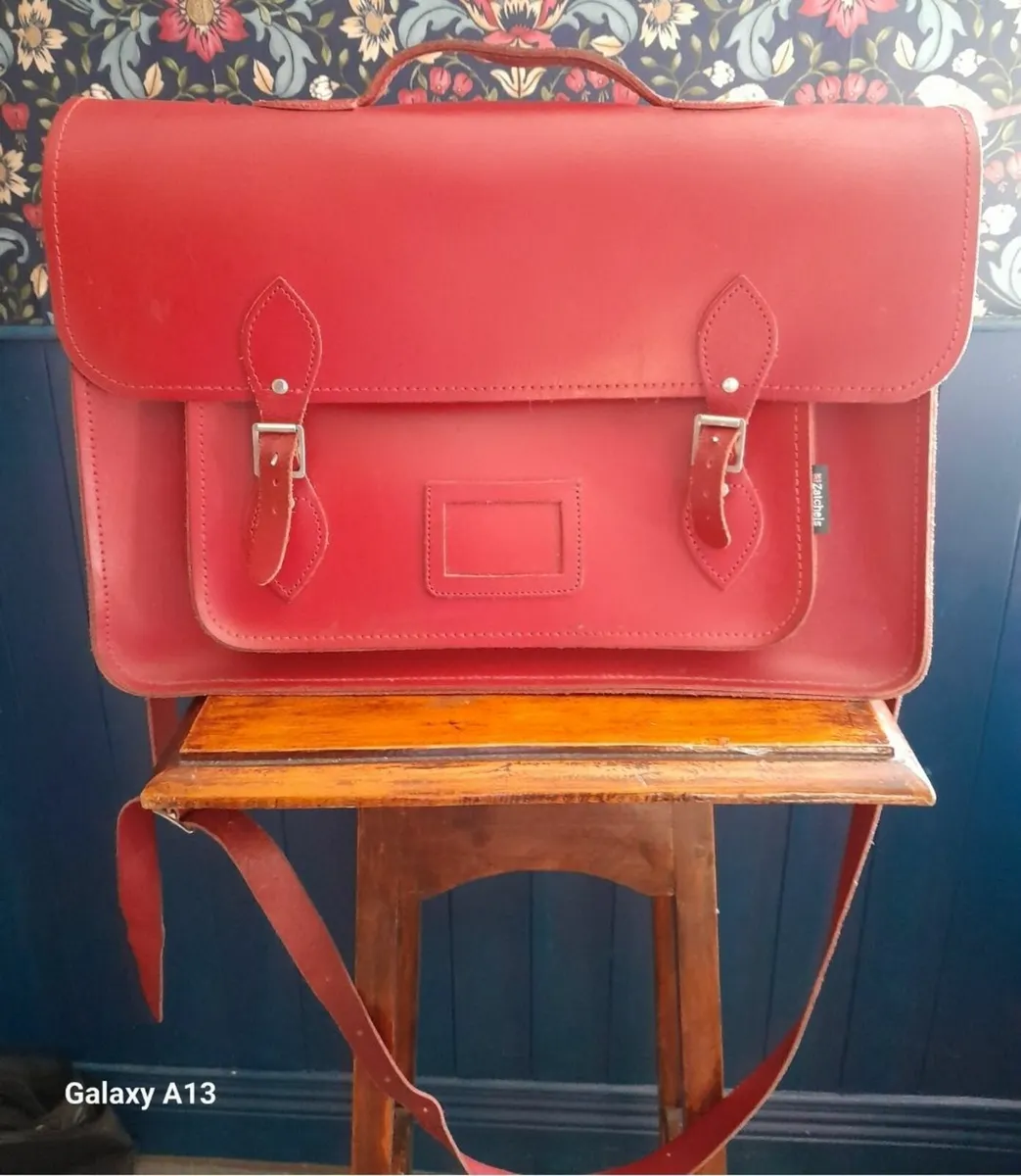 Red genuine leather 'zatchels' schoolbag - Image 2
