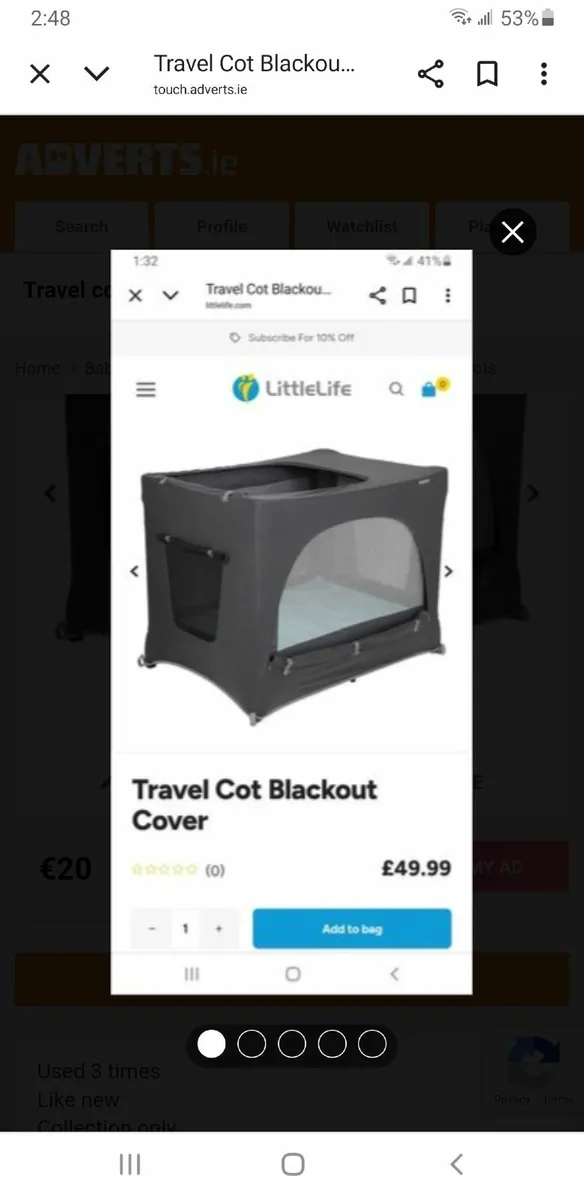 Blackout cover for Travel cot - Image 1