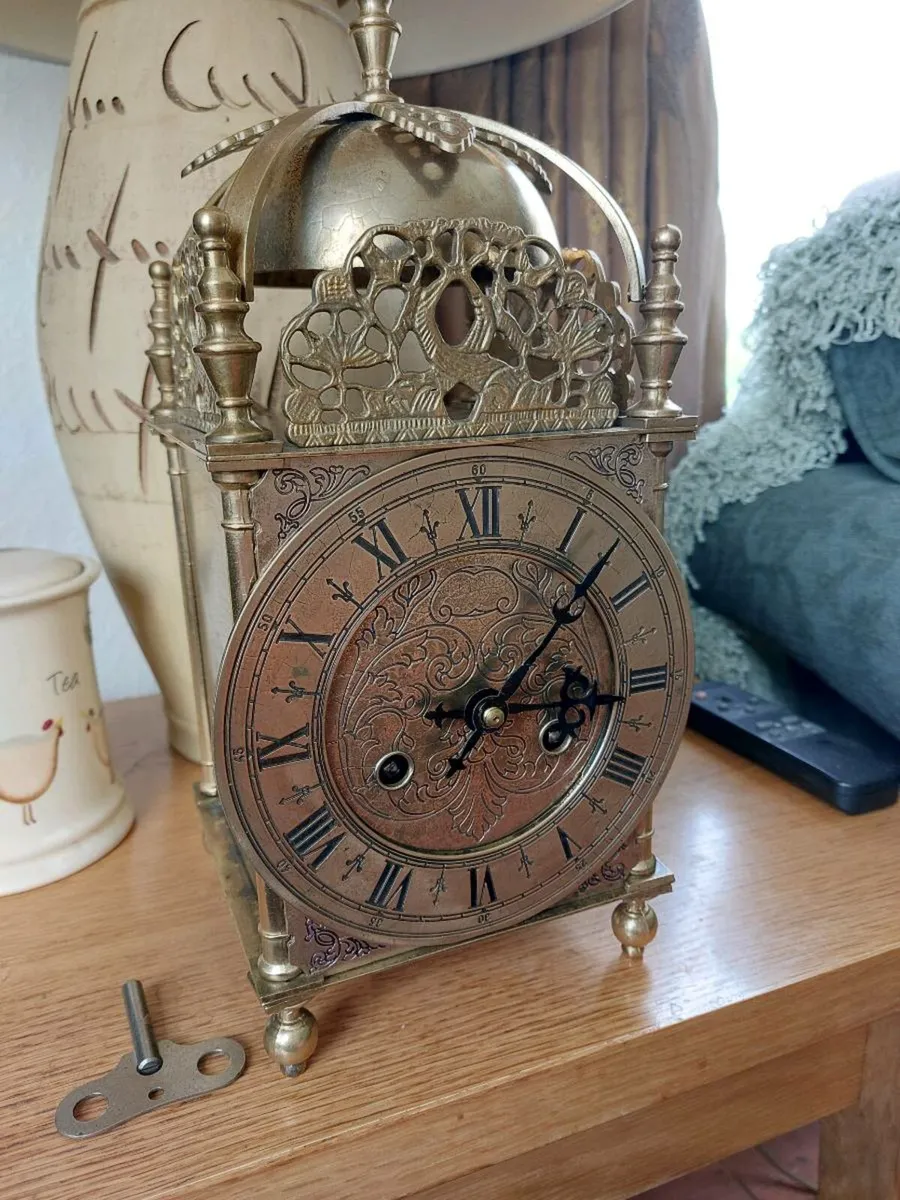 BEAUTIFUL BIG LANTERN CLOCK ON TWO BELLS WORKING - Image 2