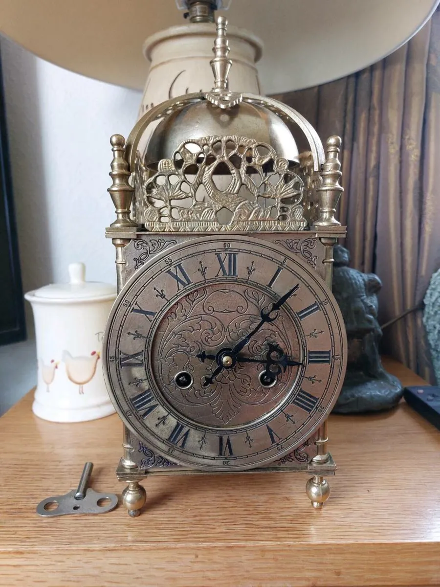 BEAUTIFUL BIG LANTERN CLOCK ON TWO BELLS WORKING - Image 1
