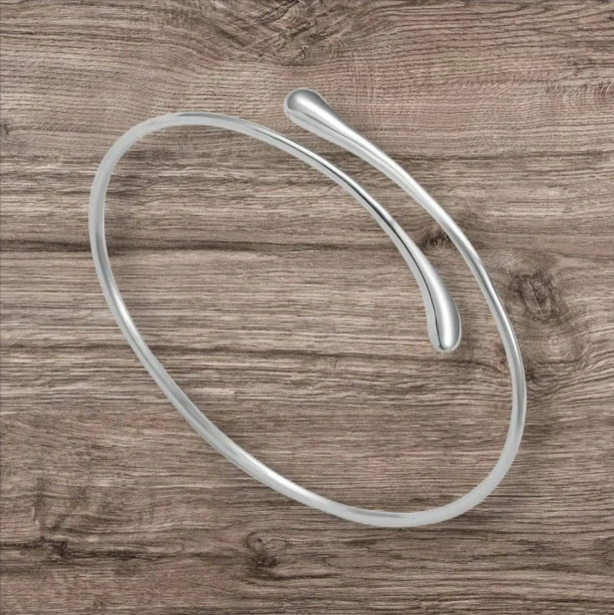 Ex Display Silver Teardrop Bangle - Image 3