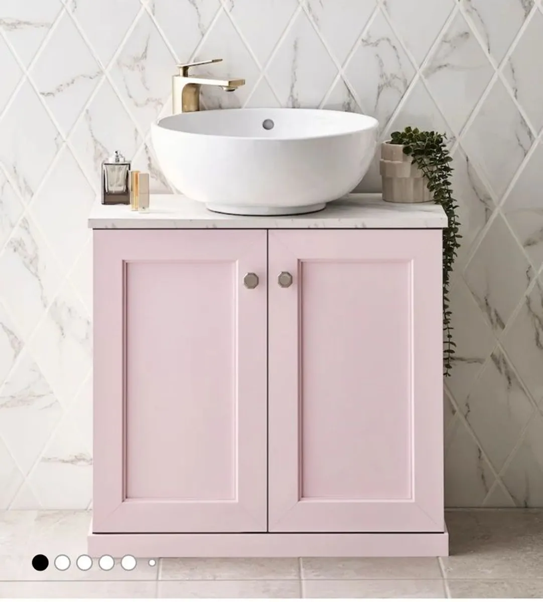Next Pink Bathroom Undersink Cabinet & Tallboy - Image 2