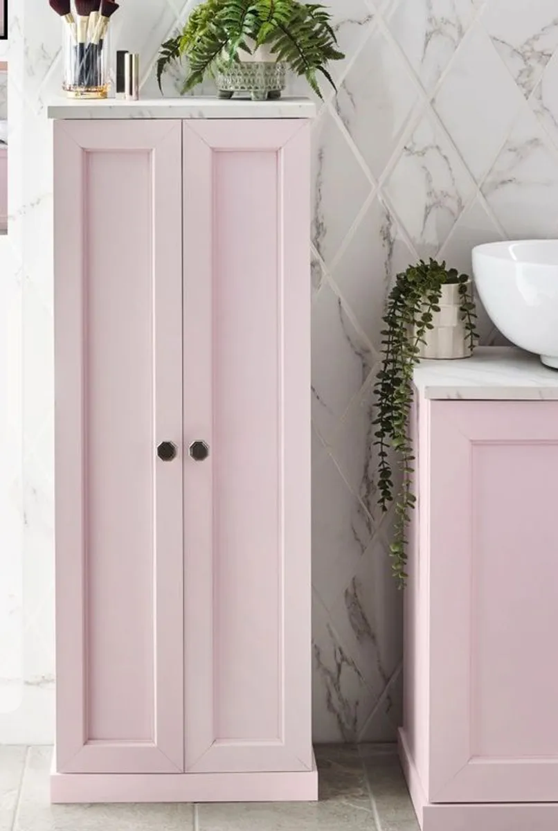 Next Pink Bathroom Undersink Cabinet & Tallboy - Image 3