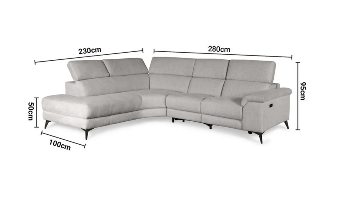 Pristine Electric Recliner Corner Sofa Modern Grey Fabric - Image 4