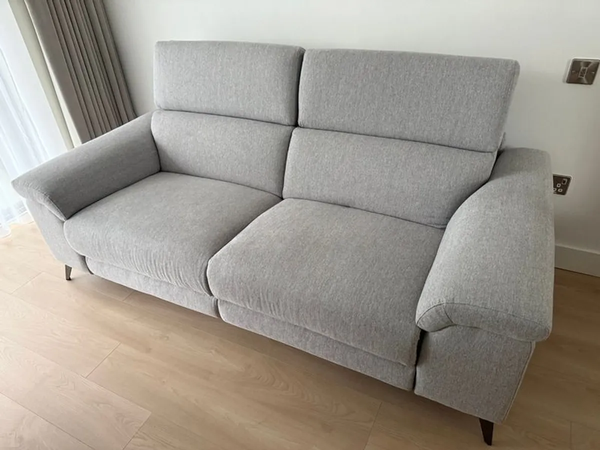 Pristine 2-Seater Electric Recliner Sofa  Modern Grey Fabric - Image 1