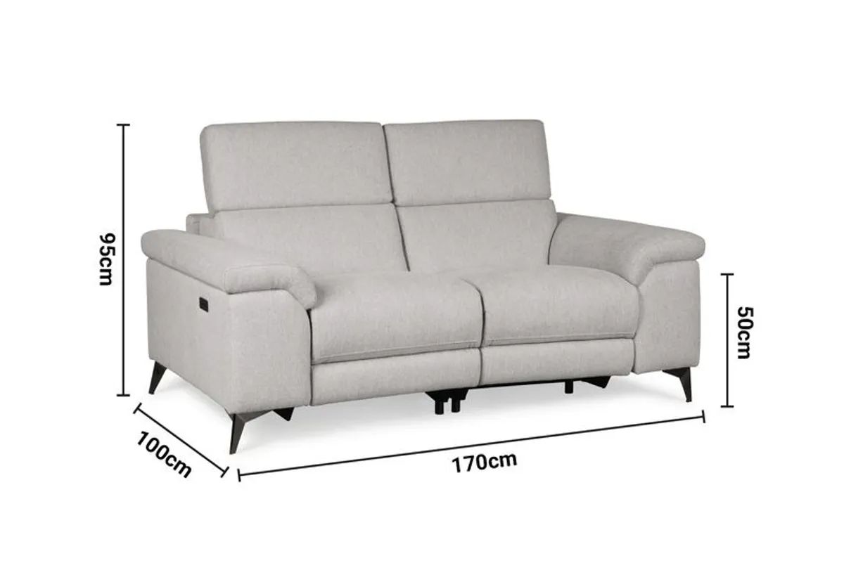 Pristine 2-Seater Electric Recliner Sofa  Modern Grey Fabric - Image 2