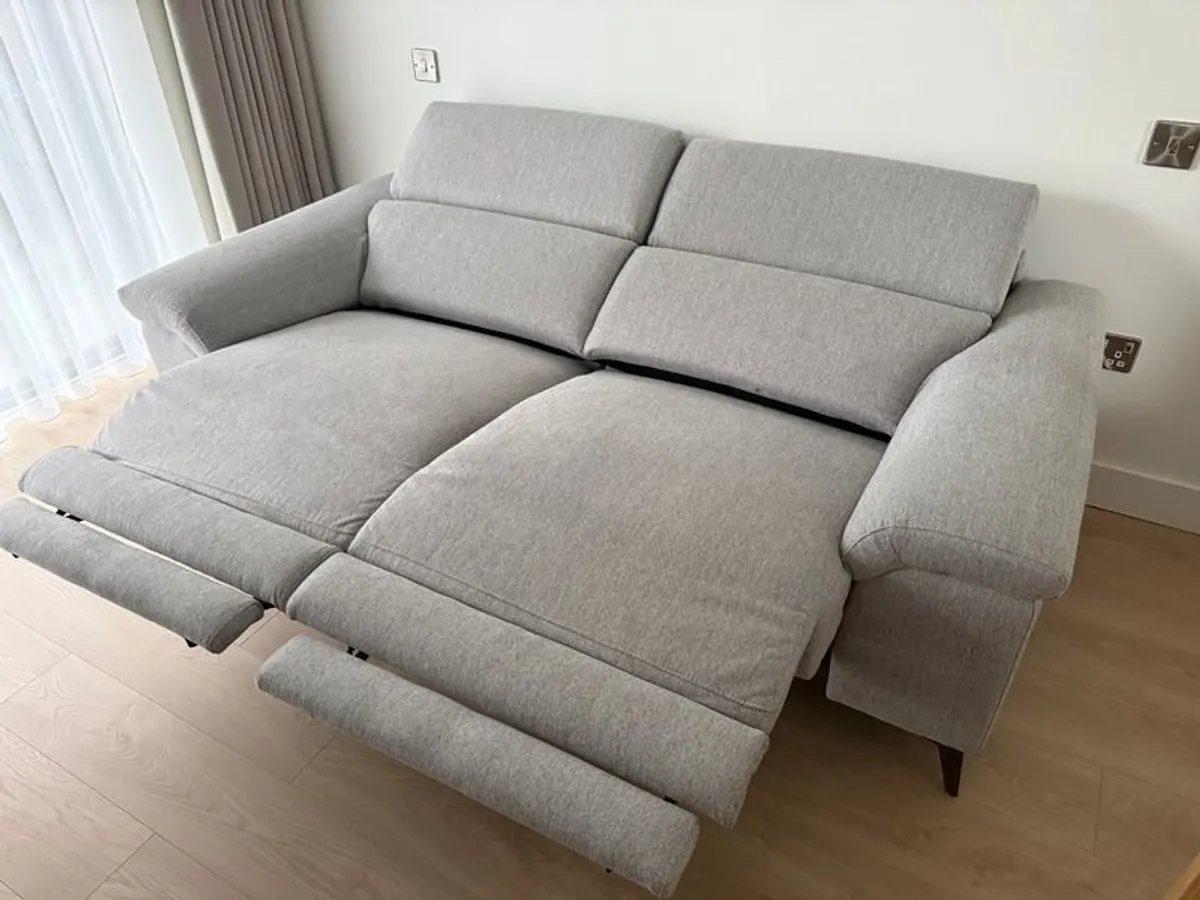 Pristine 2-Seater Electric Recliner Sofa  Modern Grey Fabric - Image 3