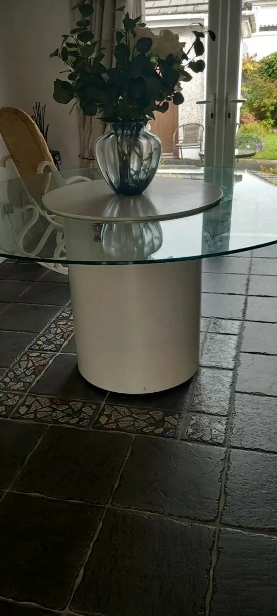 Glass kitchen table with lazy susan - Image 1