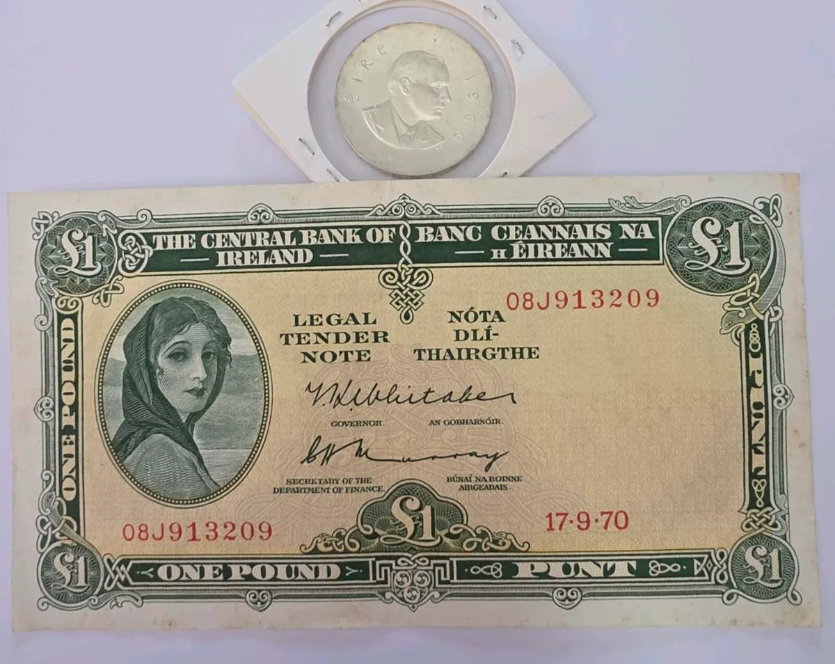 Irish coin and note - Image 1
