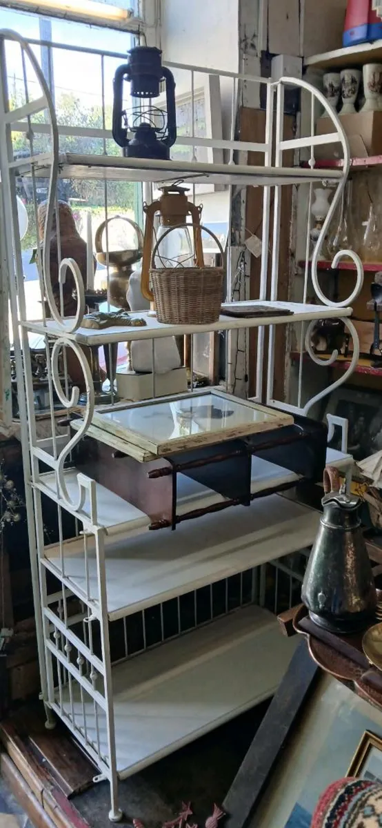 Vintage ornate Iron and wood shelving stand - Image 1