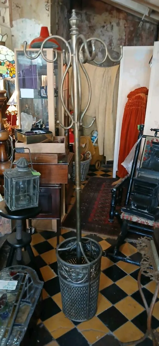 Brass coat and umbrella stand - Image 1