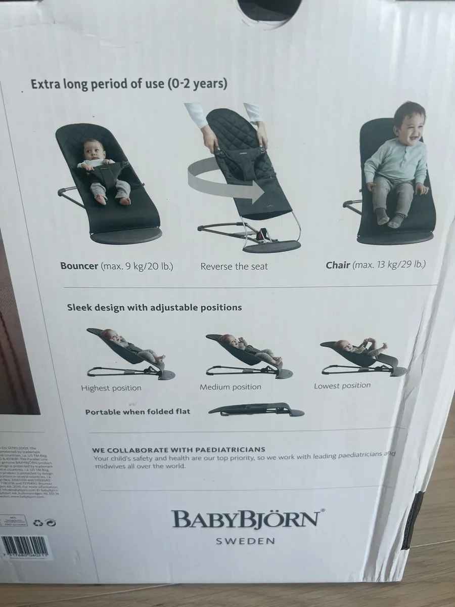 Baby Bjorn Bouncer + wooden toy bar - Image 2