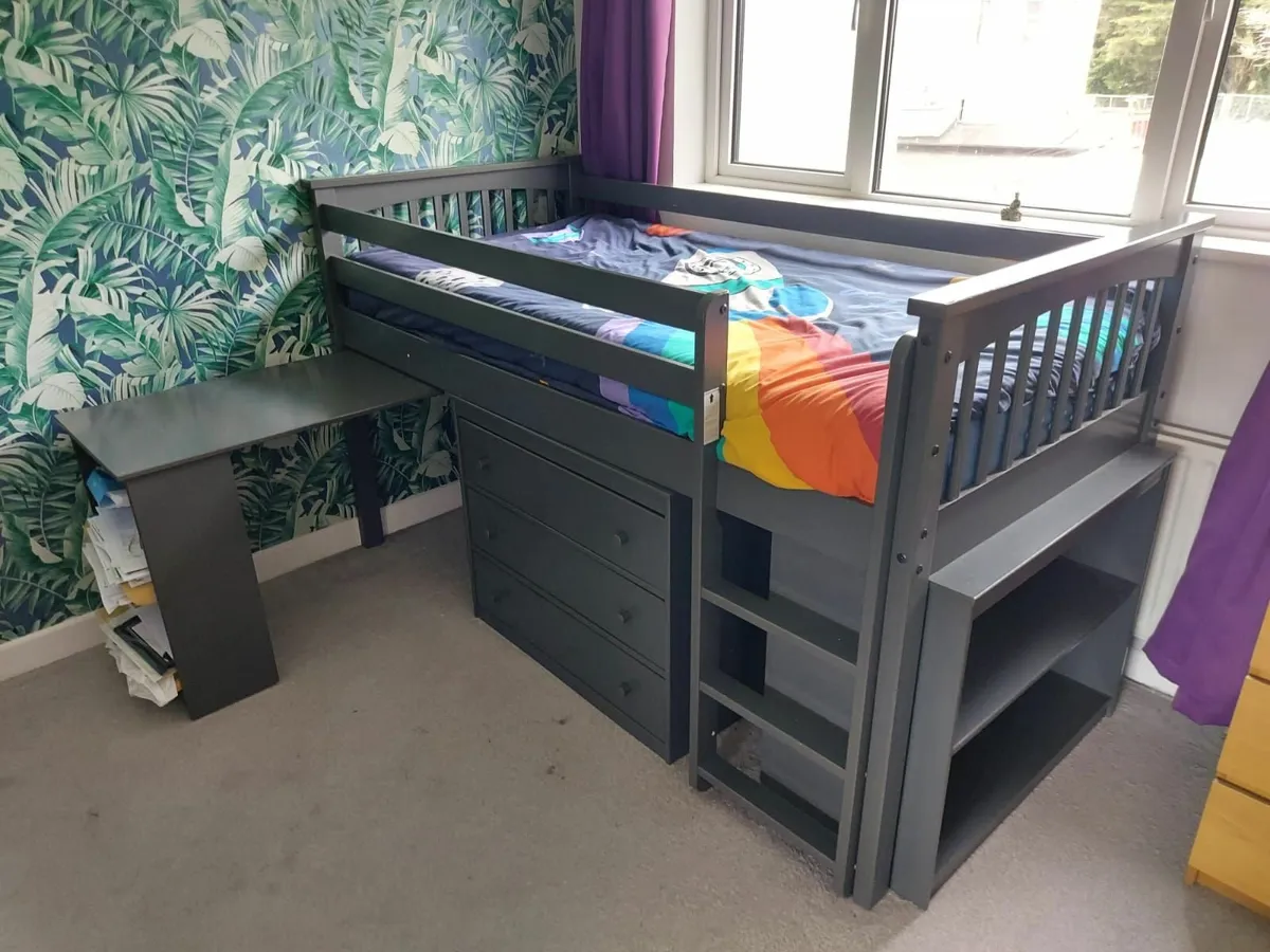 children's bunk bed with desk and drawers - Image 1