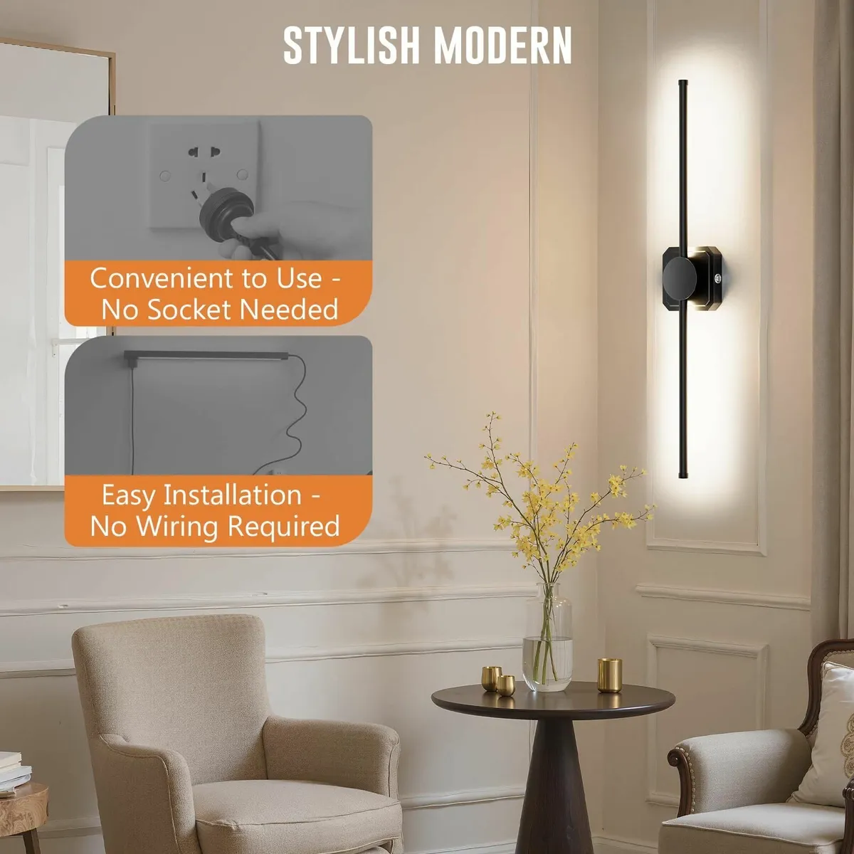 Battery Operated Wall Lights IndoorUSB Rechargeabl - Image 4