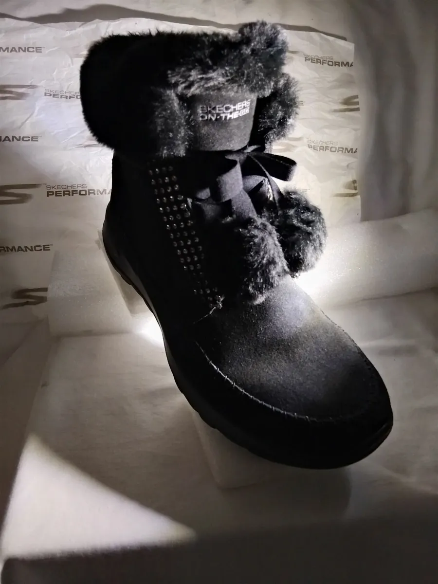 Sketchers Black Suede/Fur Ankle Boots - Image 2