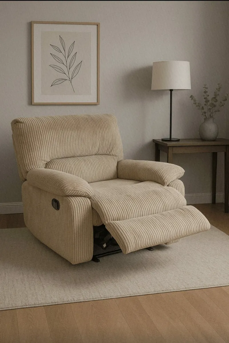 Cream suade recliner armchair