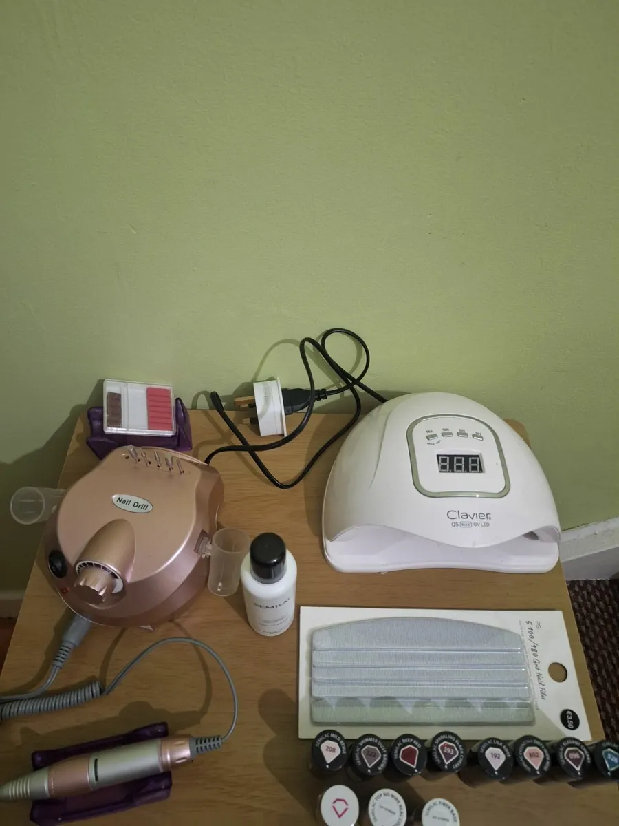 Nail drill, UV lamp, SEMILAC POLISH and table - Image 2