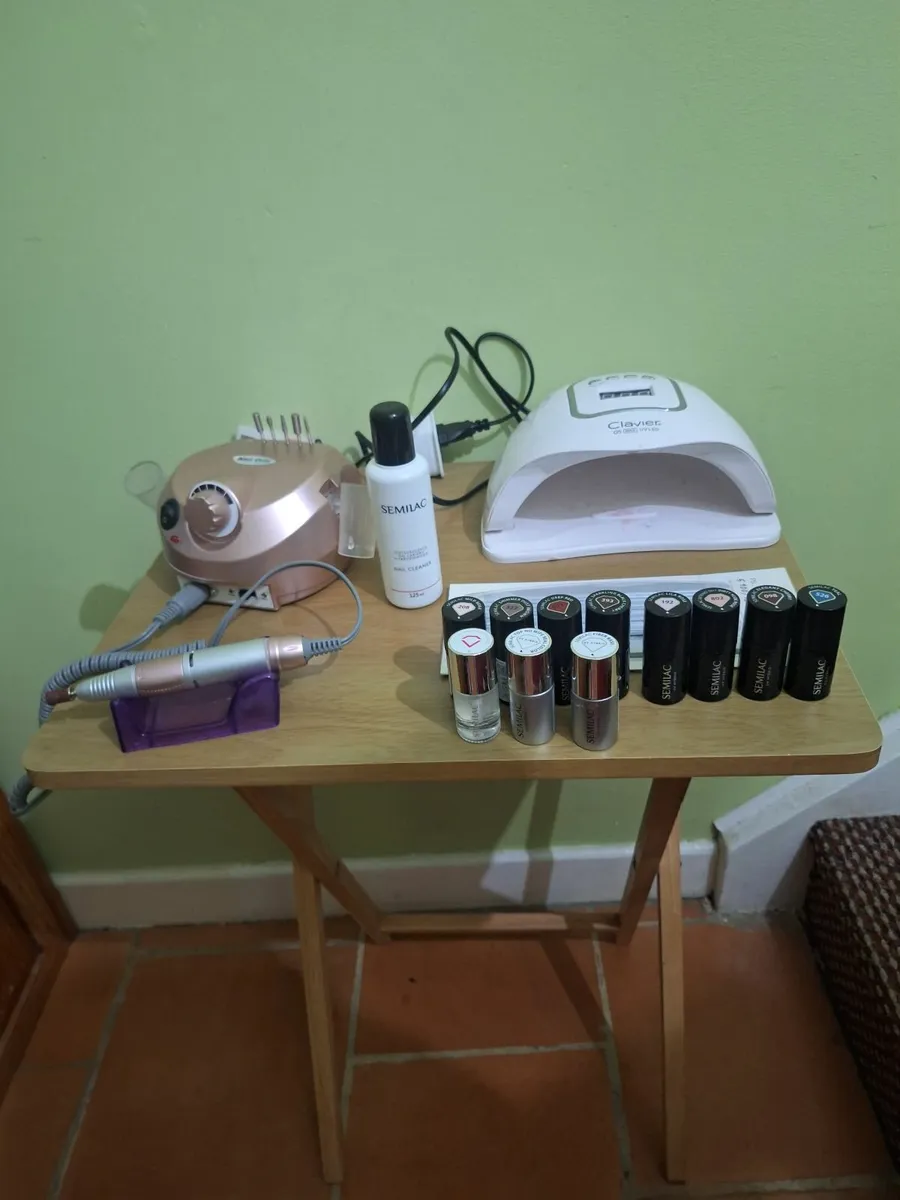Nail drill, UV lamp, SEMILAC POLISH and table - Image 1