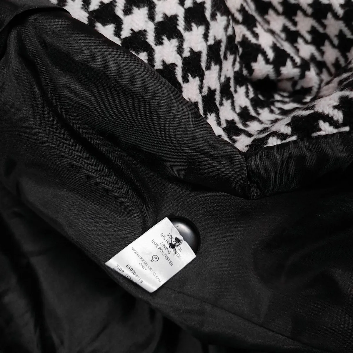Debenhams Black White Houndstooth Coat Wool 14UK - Image 3