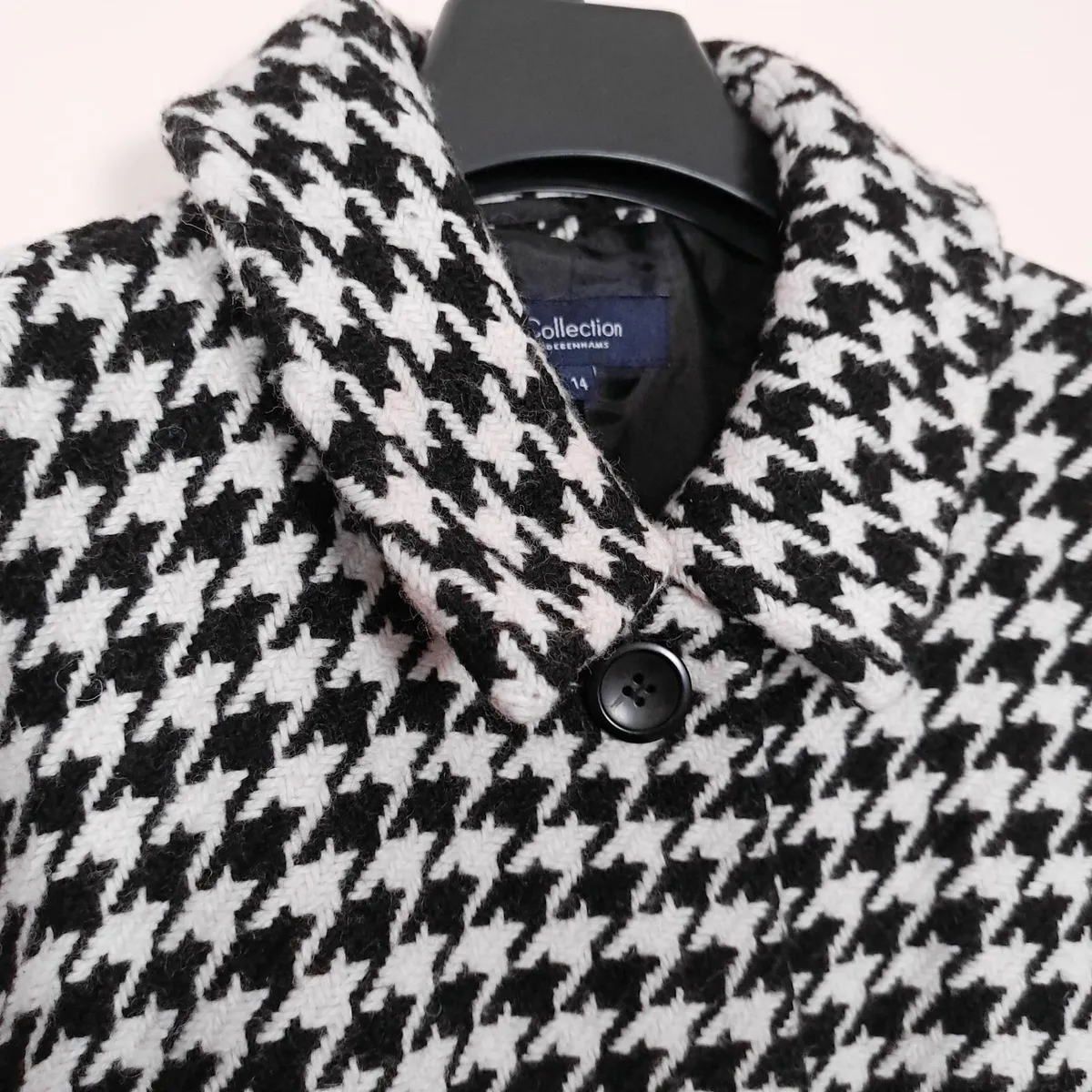 Debenhams Black White Houndstooth Coat Wool 14UK - Image 4