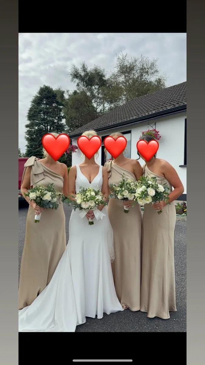 Gold satan bridesmaid dresses - Image 1