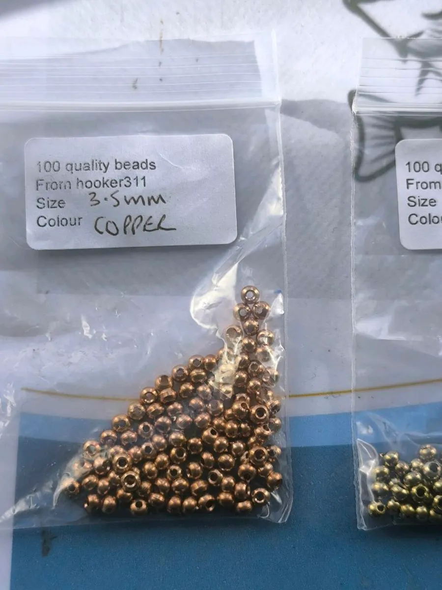 Metal fly tying beads brass, copper, silver & gold - Image 2